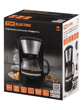 Кофеварка капельная «Гефест 1», 650 Вт, объем 0,75 л, съемный фильтр, поддержание температуры, TDM 1/6